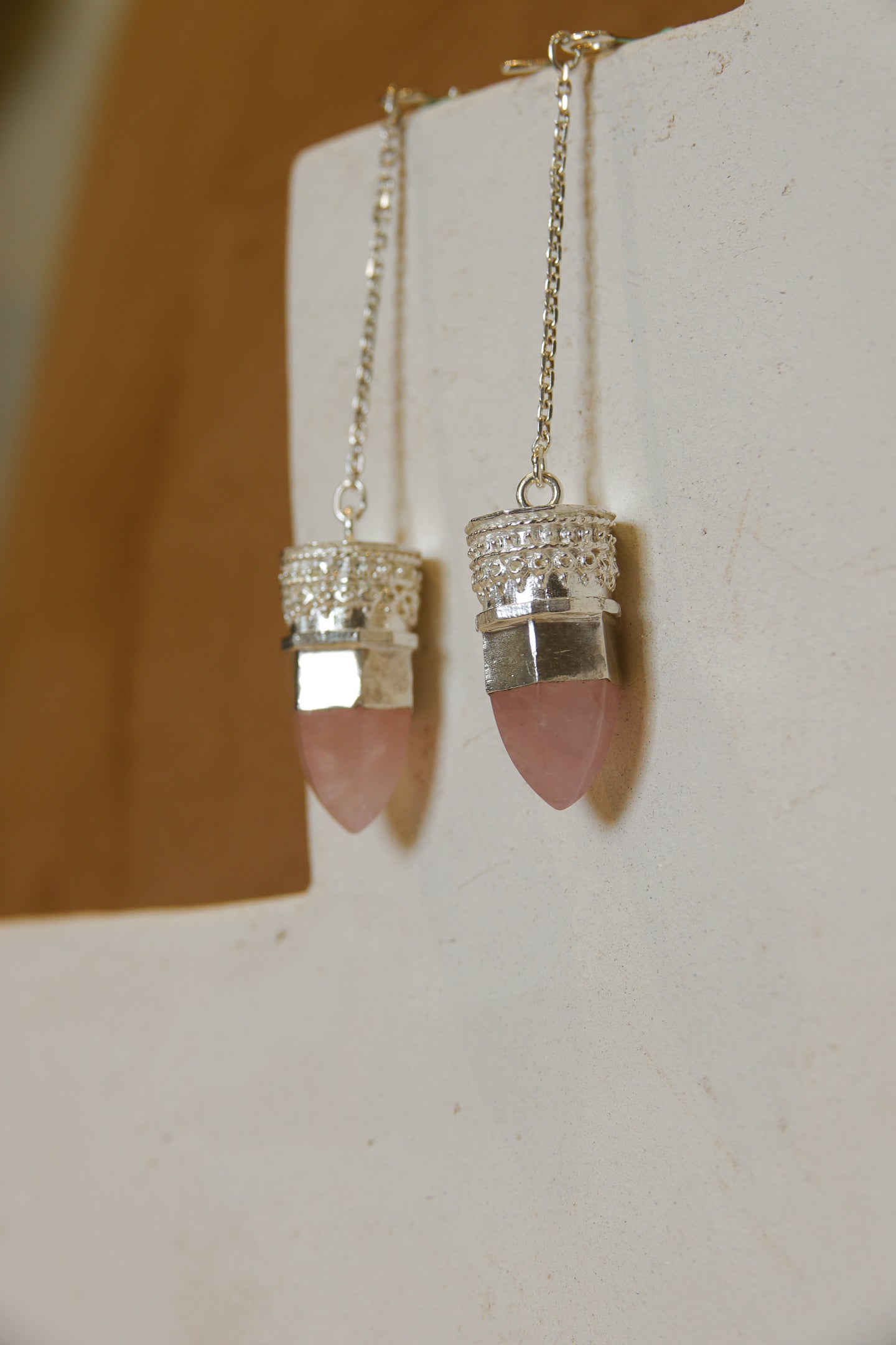 BY RAHINA - Sterling Silver Resistance Rose Quartz Earrings